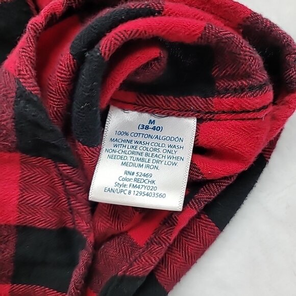Faded Glory Mens Buffalo Plaid Flannel Shirt Long Sleeve Red & Black Size Med - Picture 5 of 12